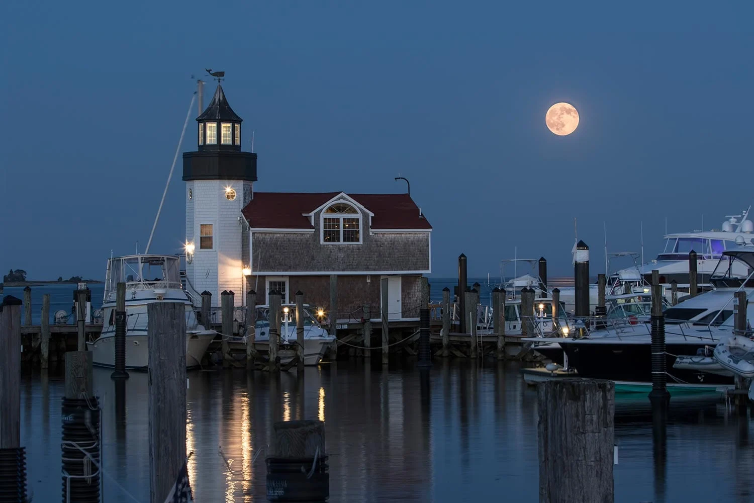 Lighthouse Suite At Night With Full Moon Rising
