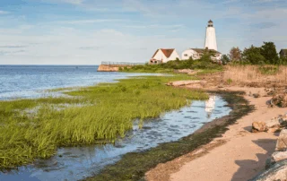 Photo of a Tall Atlantic Ocean Lighthouse, One of the Area's Finest Connecticut Attractions.