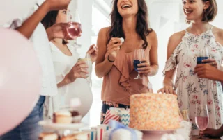 A group of women celebrate a baby shower, along the Connecticut Coast.